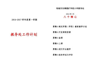 2016-2017-1小学教导处工作计划