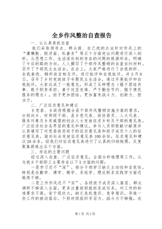 全乡作风整治自查报告