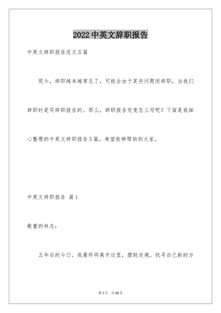 2024中英文辞职报告_8