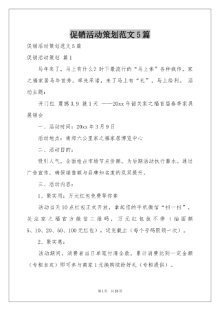促销活动策划范本5篇