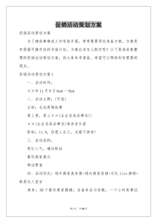 促销活动策划方案