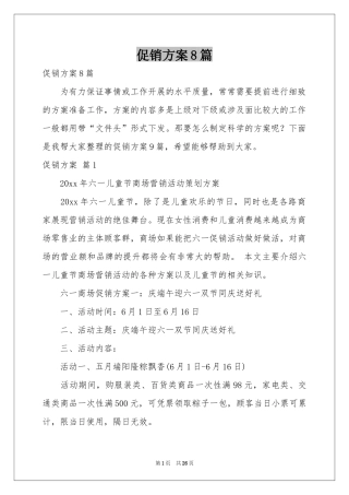 促销方案8篇