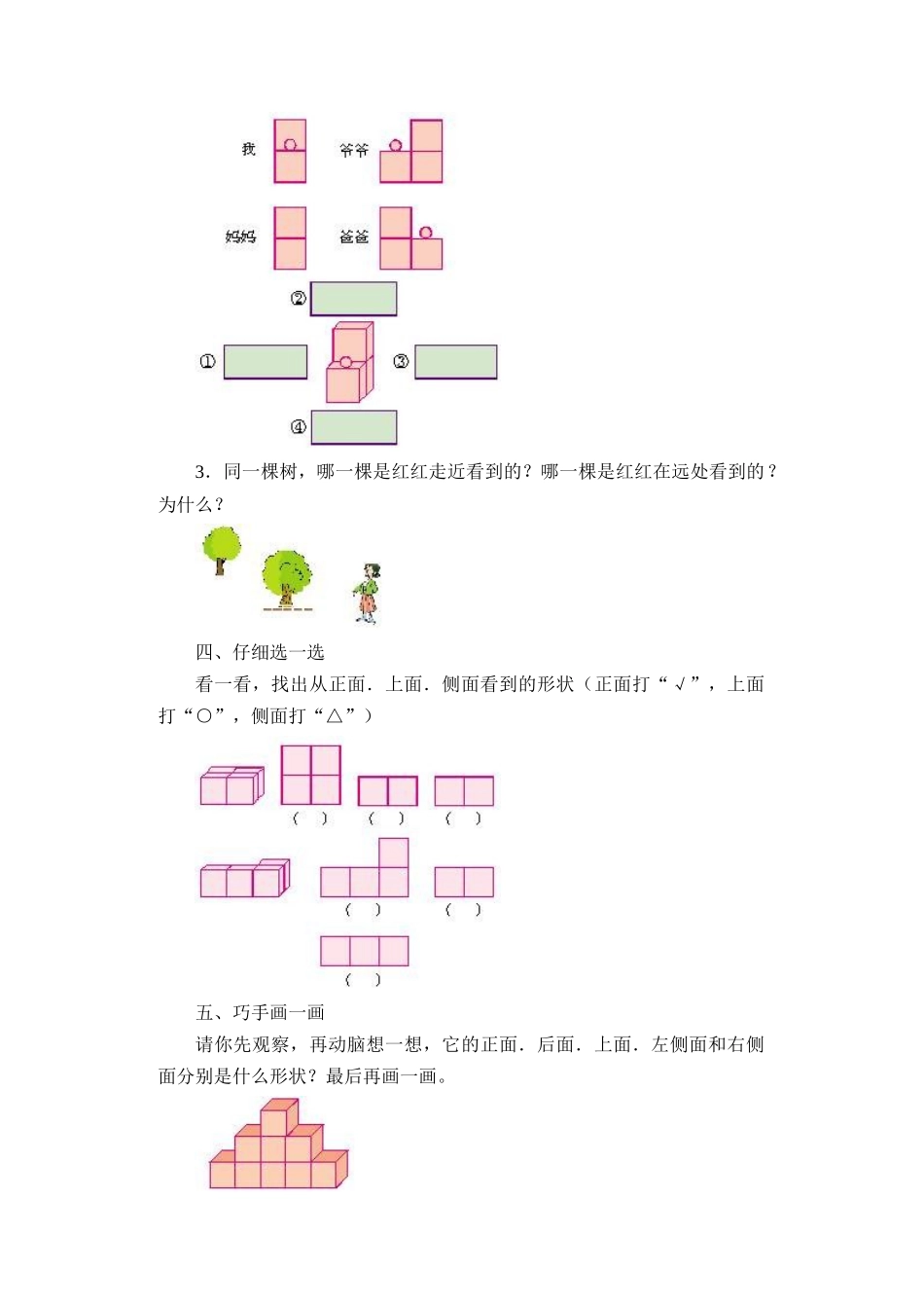 观察物体习题（一）_第2页