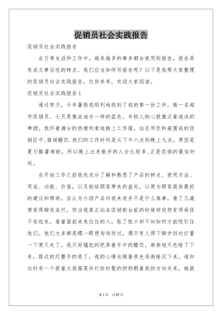 促销员社会实践报告