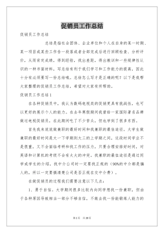 促销员工作参考总结