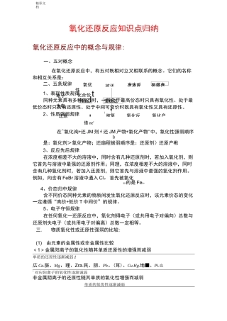 高一氧化还原反应知识点归纳