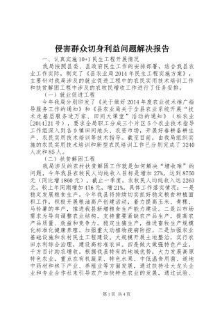 侵害群众切身利益问题解决报告