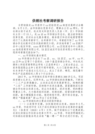 供销社考察调研报告