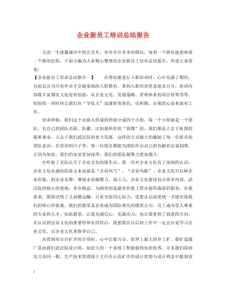 企业新员工培训总结报告 