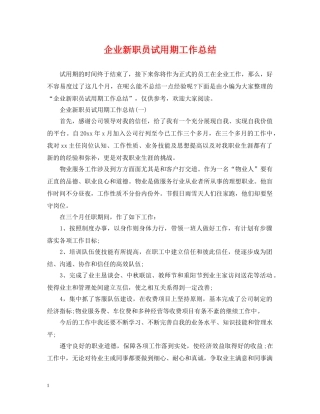企业新职员试用期工作总结 