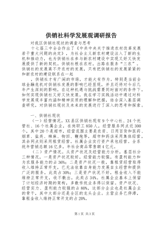 供销社科学发展观调研报告
