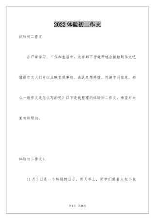 2024体验初二作文