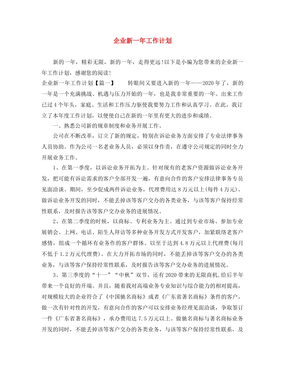 企业新一年工作计划 _第1页
