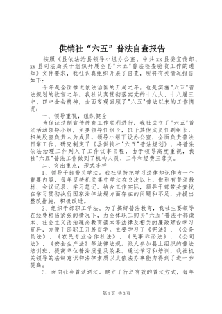 供销社“六五”普法自查报告