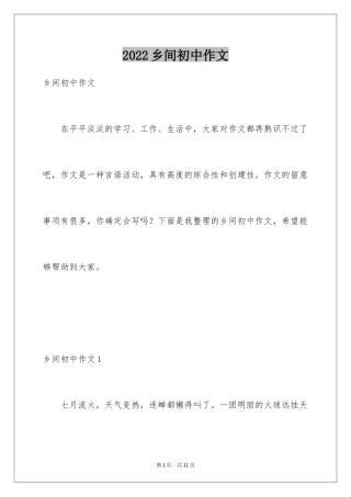 2024乡间初中作文