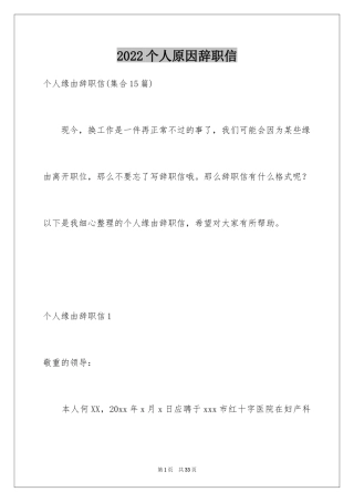 2024个人原因辞职信_179