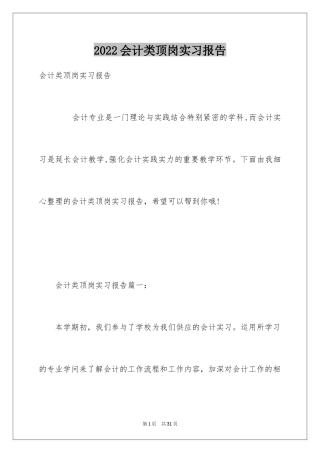 2024会计类顶岗实习报告