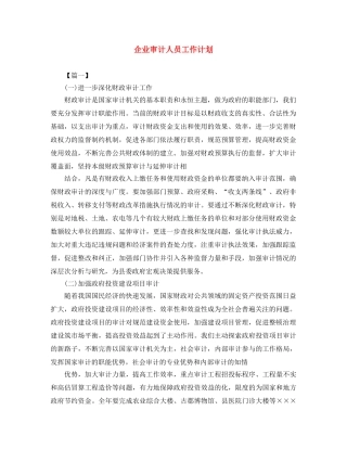企业审计人员工作计划 