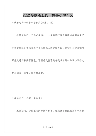 2024令我难忘的一件事小学作文_2