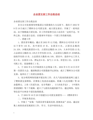 企业团支部工作自我总结 