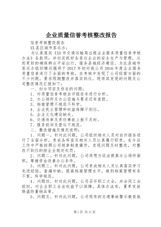 企业质量信誉考核整改报告