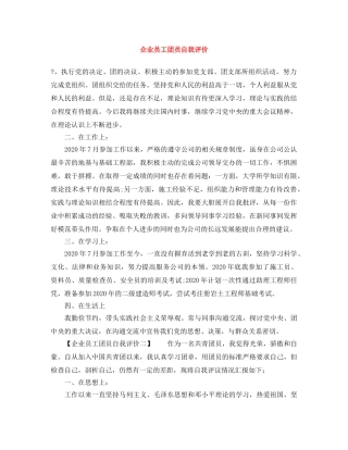 企业员工团员自我评价 