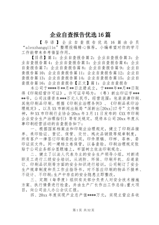 企业自查报告优选16篇