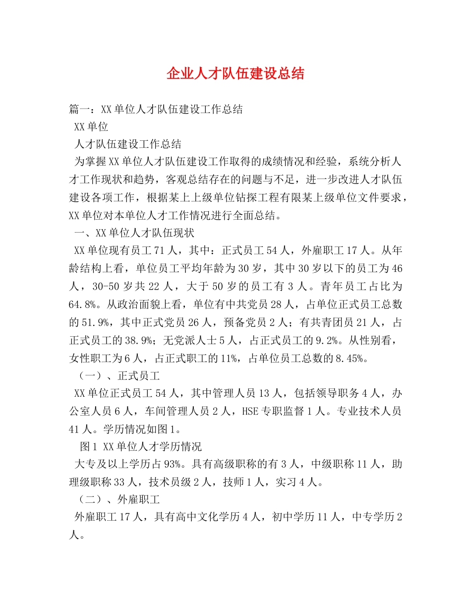 企业人才队伍建设总结 _第1页