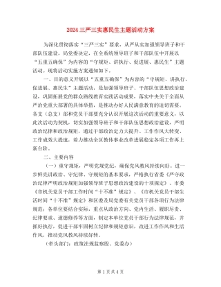 2024三严三实惠民生主题活动方案