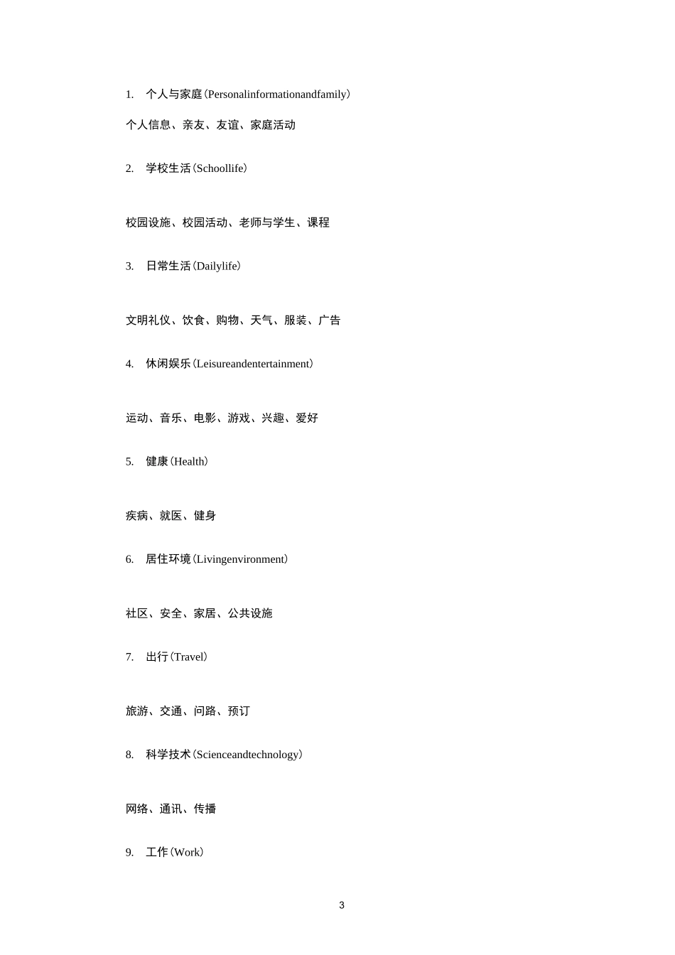 英语考纲四川对口招生统一考试大纲_第3页