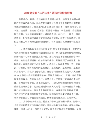 2024党支部“三严三实”四风对照检查材料