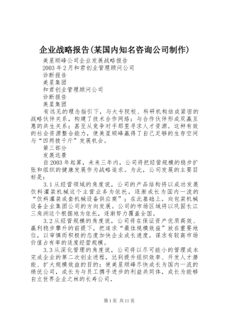 企业战略报告(某国内知名咨询公司制作)