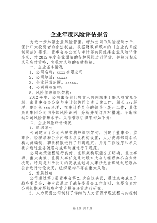企业年度风险评估报告