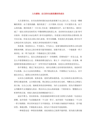 人生感悟自己的付出就是最好的成功 