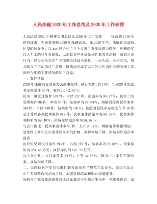人民法庭2020年工作总结及2020年工作安排 