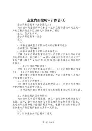 企业内部控制审计报告(1)