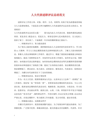人大代表述职评议总结范文 