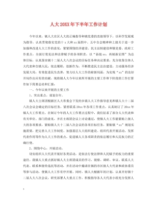 人大20XX年下半年工作计划 