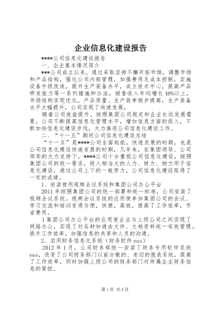 企业信息化建设报告