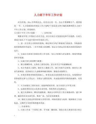 人力部下半年工作计划 
