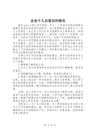 企业个人自查自纠报告