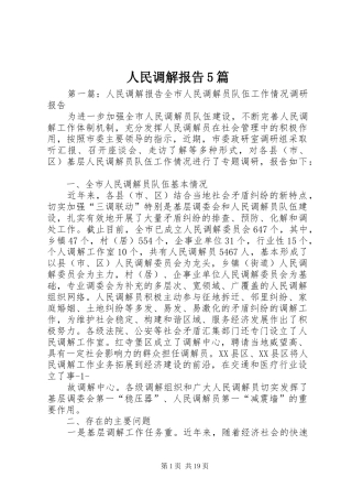 人民调解报告5篇