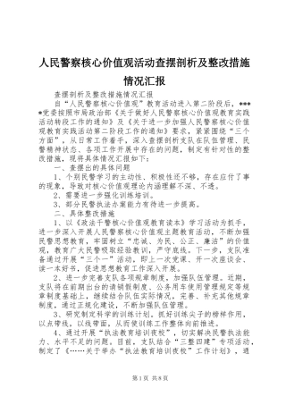 人民警察核心价值观活动查摆剖析及整改措施情况汇报