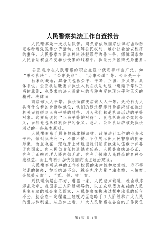 人民警察执法工作自查报告