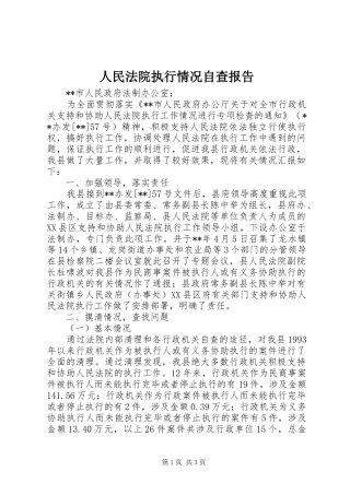 人民法院执行情况自查报告