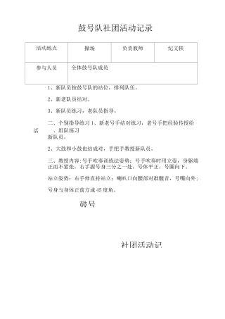 鼓队社团活动记录