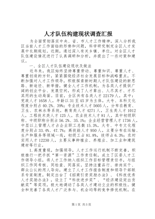 人才队伍构建现状调查汇报