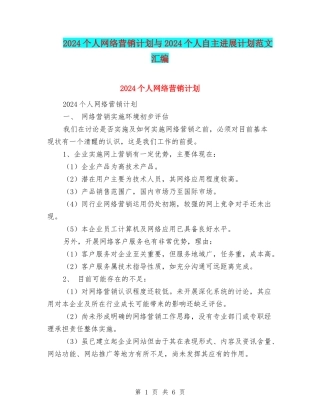 2024个人网络营销计划与2024个人自主发展计划范文汇编