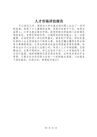 人才市场评估报告