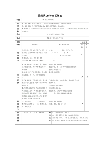 跳绳队30秒交叉教案